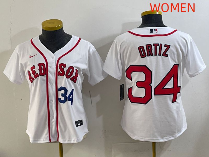 Women 2025 Boston Red Sox 34 Ortiz White Game Nike MLB Jersey style 5